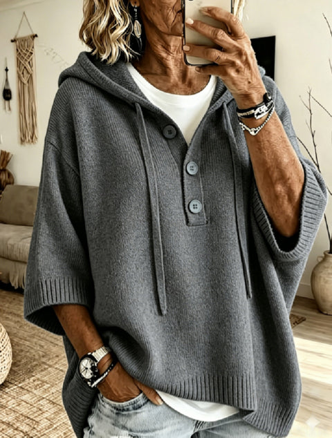 Half-open button lazy wind sweater autumn and winter solid color versatile m303201