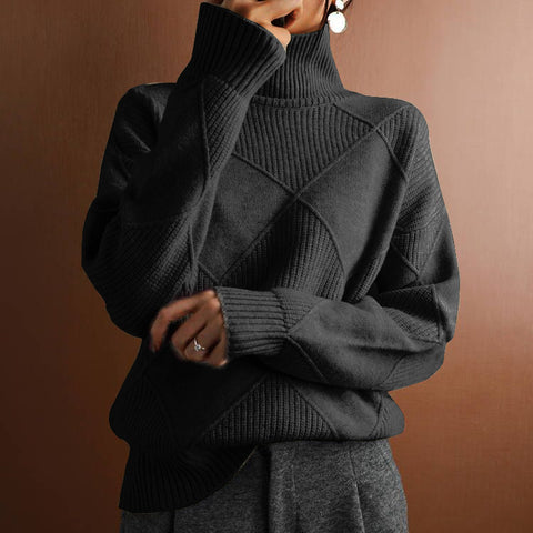 Pullover lose temperament pendler gestrickte pullover einfarbig rollkragen raute mode pullover frauen m300510 