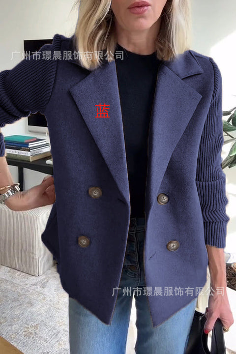 Women's fashion temperament woolen splicing jacket m302098