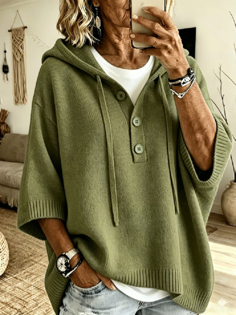 Half-open button lazy wind sweater autumn and winter solid color versatile m303201