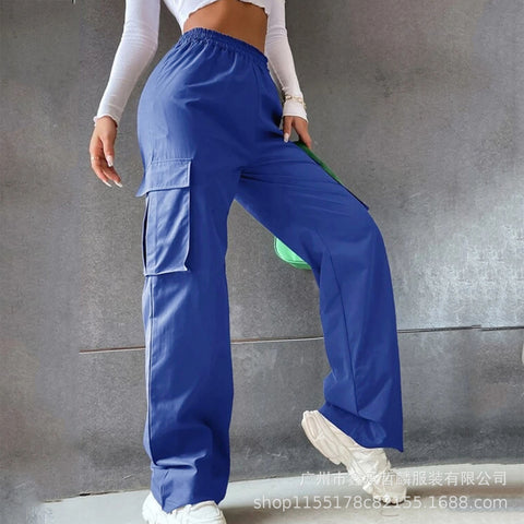 Gürtellose Hose mit hoher Taille, weite Beinhose, gerade, lockeres Temperament, Pendlerhose, Freizeithose, m301371 