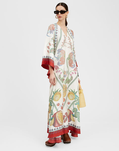 New summer print seven-quarter sleeve stand-up collar dress m301881
