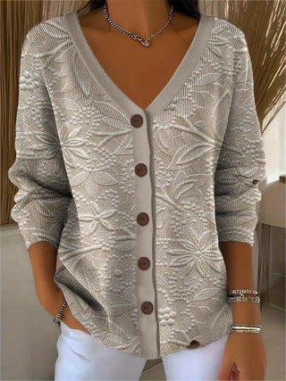 3D Digital Printed Women's Shoulder Cardigan Sweater FF303400