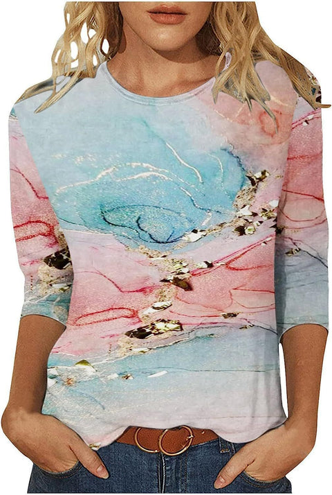 Einfarbiges T-Shirt mit Rundhalsausschnitt und Aufdruck m300770 
