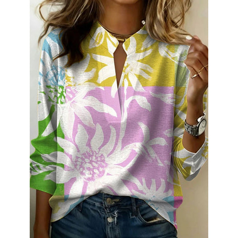 Digital printing casual pullover versatile spring and summer new shirt top m302788