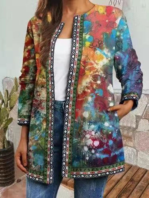 Autumn and winter retro ethnic style print jacket cardigan m303251 03