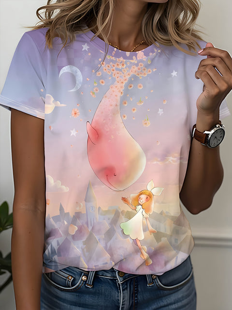 Women's Crew Neck Short Sleeve Casual Fashion Top m302607