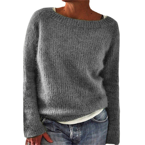 Einfarbiger Basic-Pullover Strickpullover m300507 