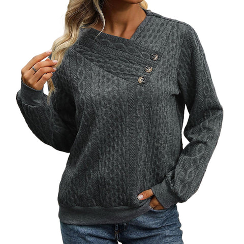 Herbst Damen Langarm Plissee Einfarbig Pullover m300628 