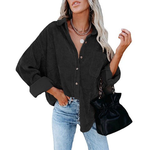 Chemise ample décontractée en velours côtelé pour femme M300964 