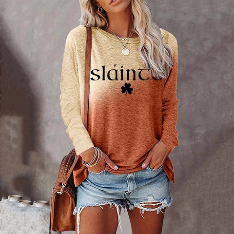 Digitaldruck Langarm-Herbst-T-Shirt Damen Farbwechsel-T-Shirt Damen m300755 