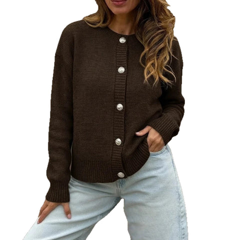 Autumn and winter new solid color button sweater cardigan long-sleeved top m303231