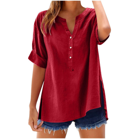 Chemise boutonnée en lin, haut décontracté et ample, m301356 