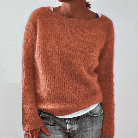 Einfarbiger Basic-Pullover Strickpullover m300507 