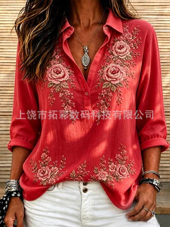 3D printed casual top women's loose top m303043