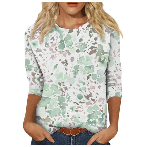 Einfarbiges T-Shirt mit Rundhalsausschnitt und Aufdruck m300770 