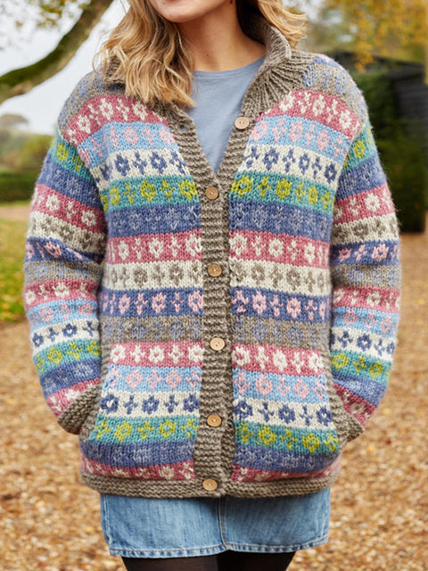 Fashion lapel imitation sweater jacket women's autumn and winter new thickened button cardigan m302126