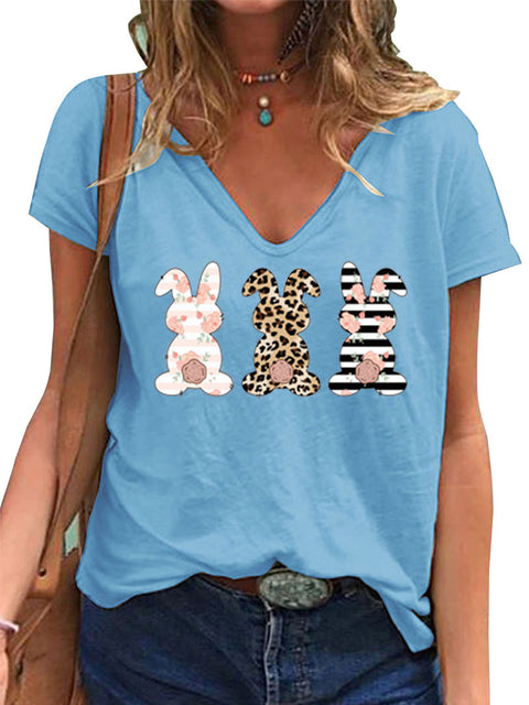 Spring new rabbit pattern printed short-sleeved crew neck T-shirt m302418