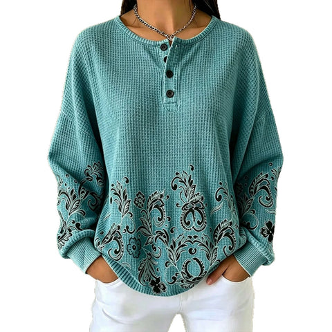 Women's new retro delicate flower print sweater FF303313