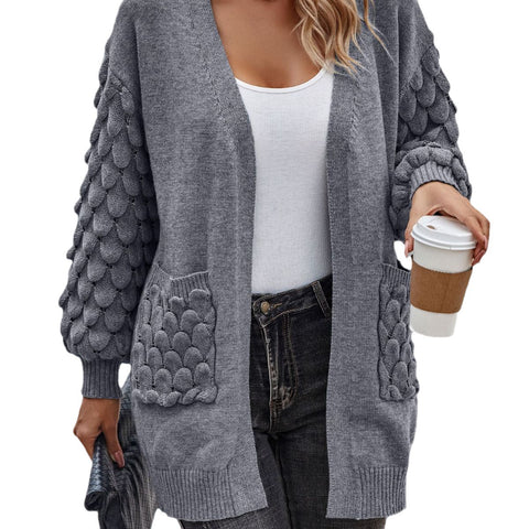 Herbst und Winter Federnetz Farbe V-Ausschnitt Strickjacke Langarm Stricktasche Pullover m300604 