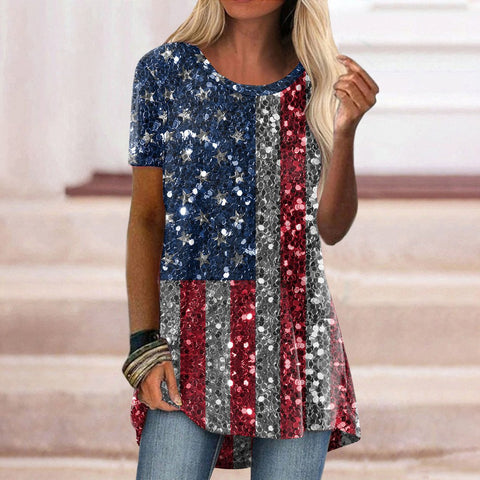 Casual ethnic style retro printed short-sleeved T-shirt m302728