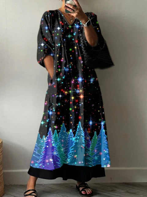 Combinaison décontractée à col en V et imprimé tie-dye pour femme, longueur moyenne et longue, m301302 