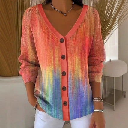 3D Digital Printed Women's Shoulder Cardigan Sweater FF303400
