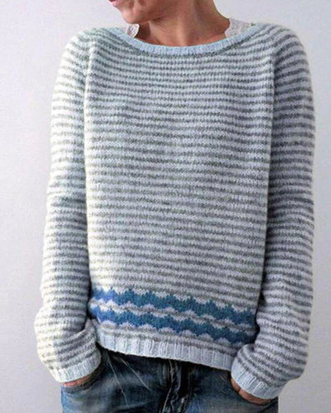 Rundhalsausschnitt, farblich passender, lockerer, modischer Pullover, Strickpullover m300485 