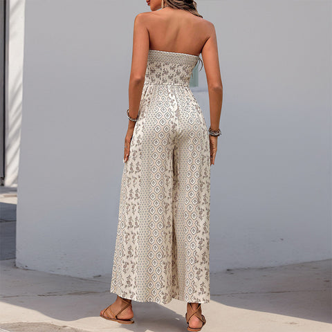 Pantalon large taille haute à lacets avec épissure, style ethnique décontracté, très populaire en été, m300833 