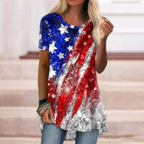 Casual ethnic style retro printed short-sleeved T-shirt m302728
