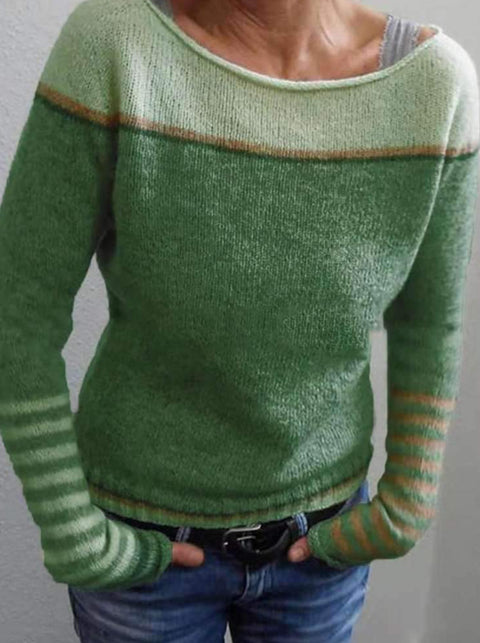 Rundhalsausschnitt, farblich passender, lockerer, modischer Pullover, Strickpullover m300496 