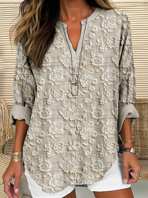 T-shirt ample à col ras du cou pour femme, imprimé floral 3D, mode féminine, m301357 