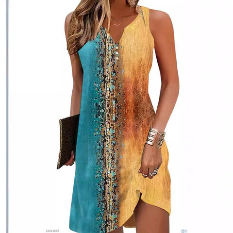 Small Suspender Sexy Sleeveless Printed Dress m303189