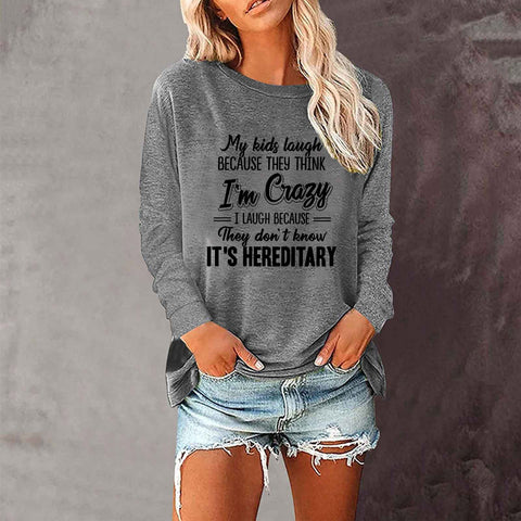 T-shirt ample à manches longues et col rond pour femme, imprimé commerce extérieur, M300920 