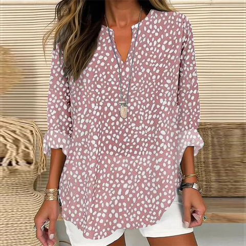 Frauen sommer kleine V-ausschnitt mit langen ärmeln casual temperament T-shirt lange ärmeln m301363 