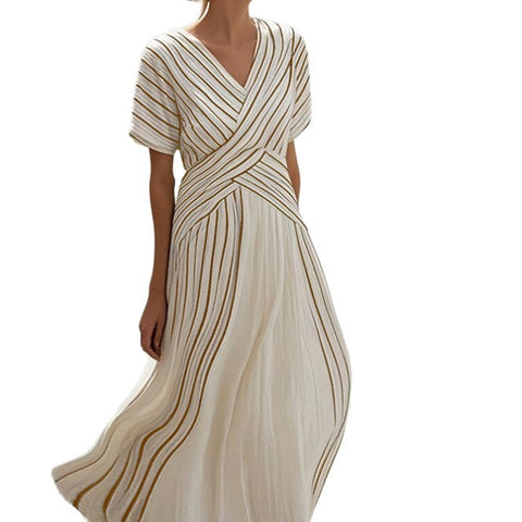 Ladies loose striped print dress m301924