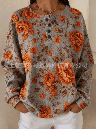 Digital printing four-button stand-up collar T-shirt women's FF303399 05