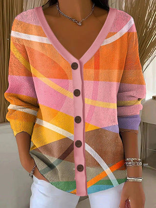3D Digital Printed Women's Shoulder Cardigan Sweater FF303400