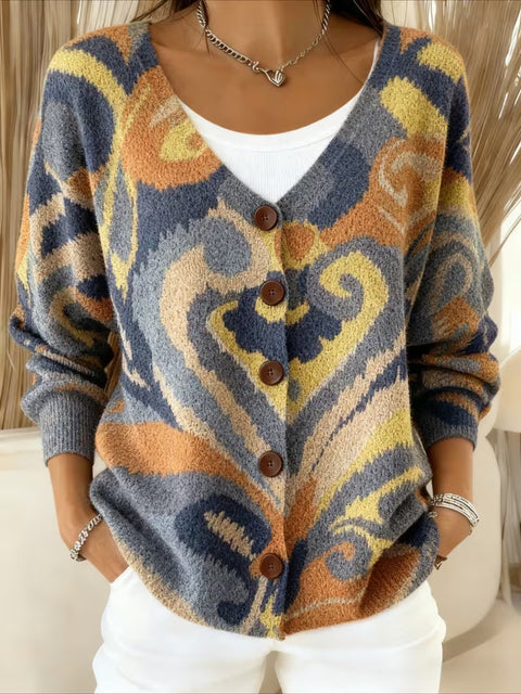 Autumn and winter European size 3D digital printing women's shoulder cardigan sweater FF303406 02
