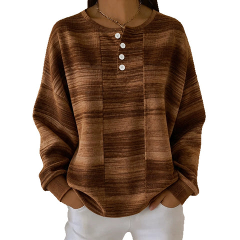 Delicate plaid fashion print women's button sweater FF303387