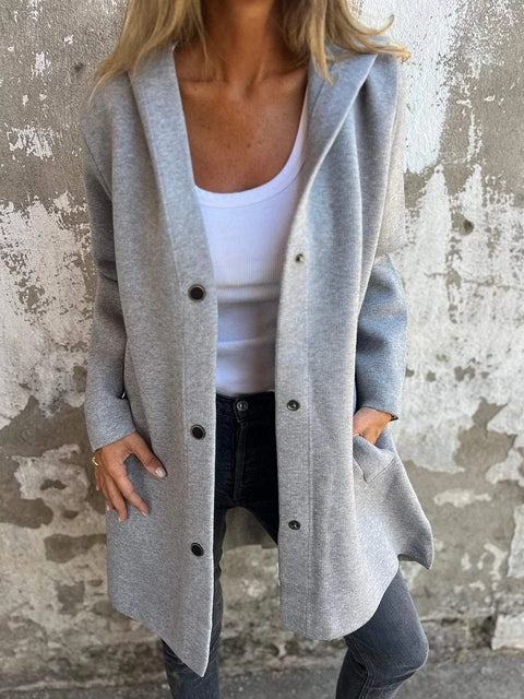 Einfarbige, lässige einreihige Kapuzenjacke für Herbst und Winter m300432 