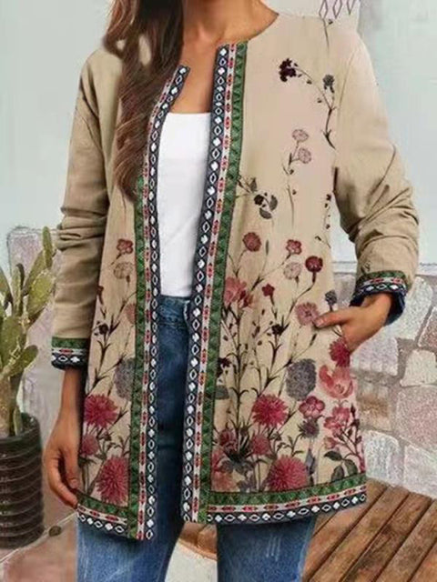 Autumn and winter retro ethnic style print jacket cardigan m303251 02