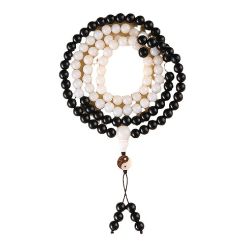 Weiße Bodhi-Buddha-Perlen aus Ebenholz, 108 Hunyuan-Perlen, taoistisches Rosenkranz-Armband, m3331295