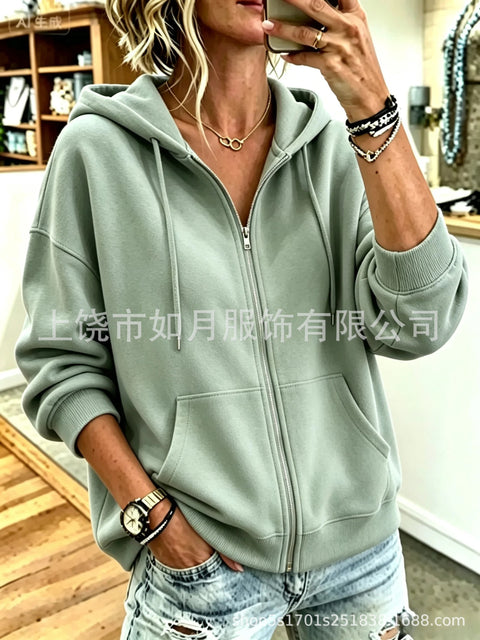 Hooded cardigan pocket casual long-sleeved sweater m303208
