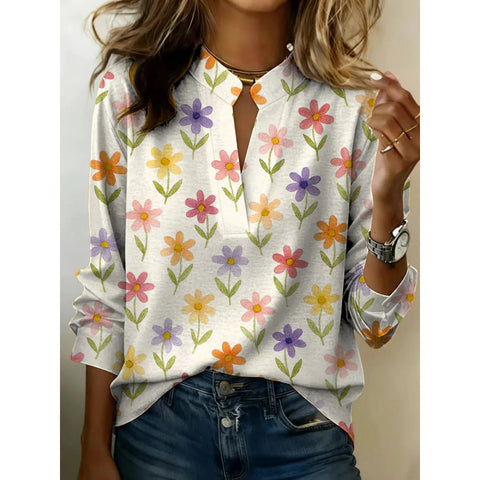 Digital printing casual pullover versatile spring and summer new shirt top m302788