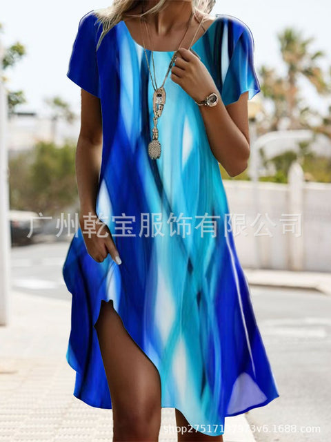 Floral print crew neck casual dress FF303190