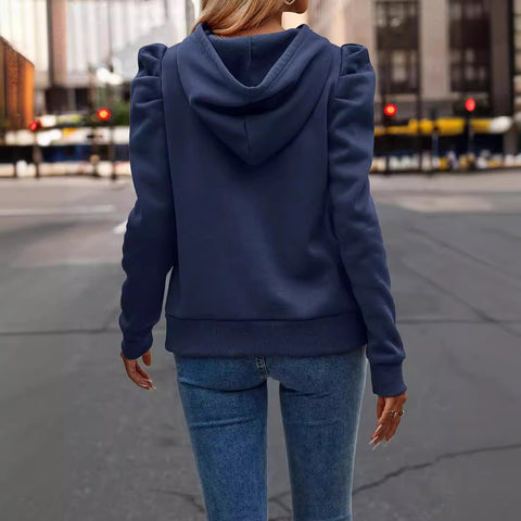 Mode revers mit kapuze einfarbig langarm casual frauen pullover m300987 