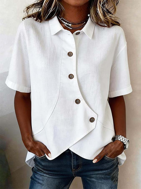 Ladies casual solid color irregular shirt m302626