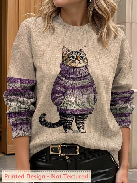 3D digital printing crew neck knitted sweater casual loose pullover FF303424 03