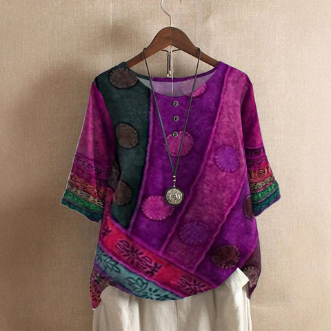 Women's loose fashion loose digital printing casual top m302002